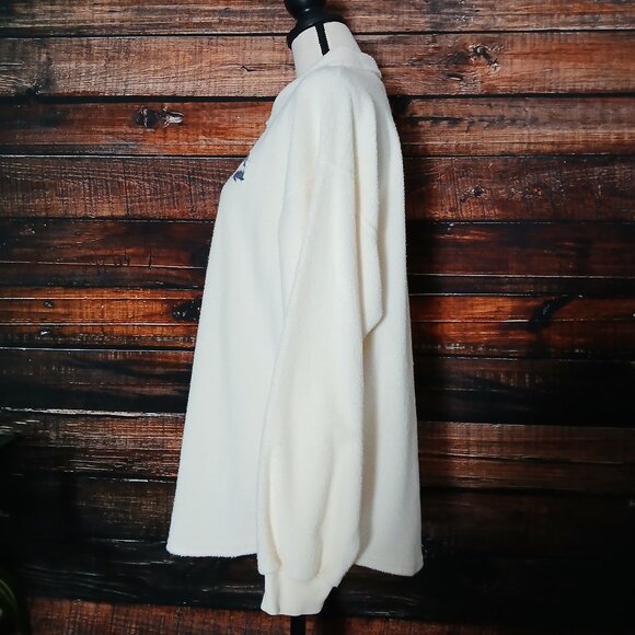 Artisans Vintage Top XL White Terry Fleece Embroidered Moose Button Up USA Made - Picture 7 of 11